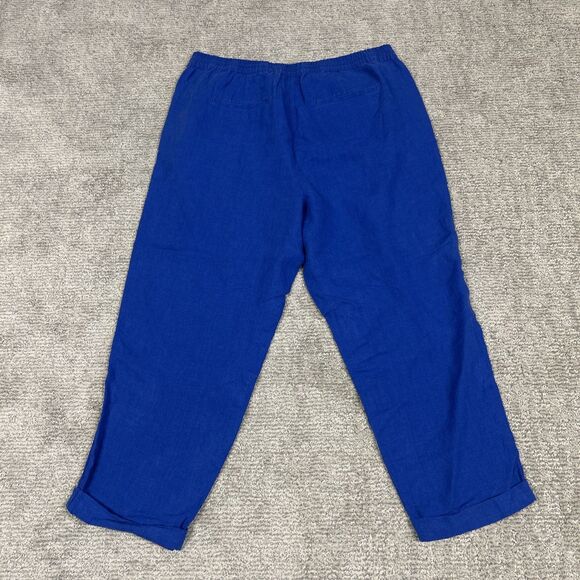 J Jill Love Linen Pants Womens XL Royal Blue Summer Beach Stretch Pockets Ankle - Picture 5 of 5